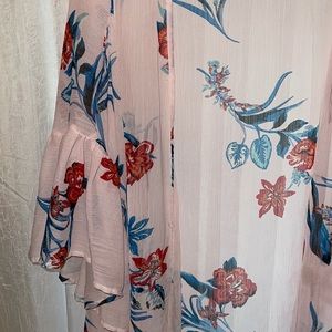 Pink w red and blue floral Kimono